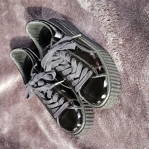 Puma Fenty Rihanna creeper patent triple black shoes 7.5